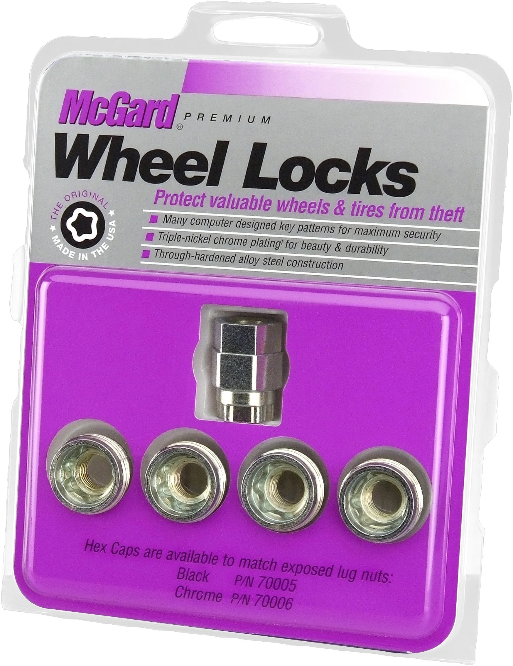 McGard 24010 Cone Seat - Under Hub Cap Wheel Locks (1/2" - 20 Thread Size) - Set of 4, Silver