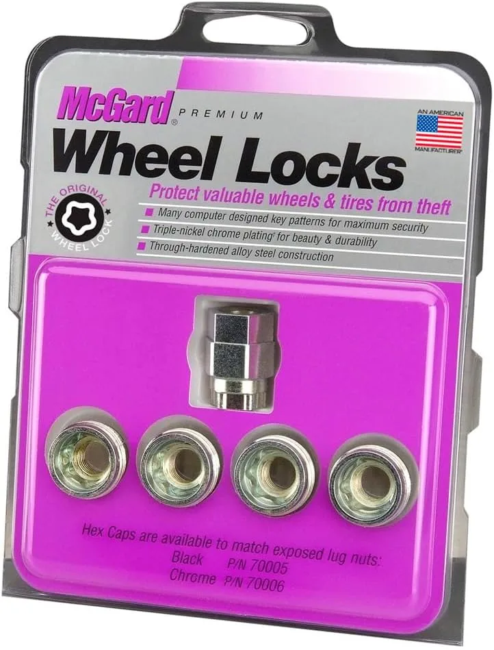 McGard 24013 Cone Seat - Under Hub Cap Wheel Locks (M12 x 1.25 Thread Size) - Set of 4, Silver