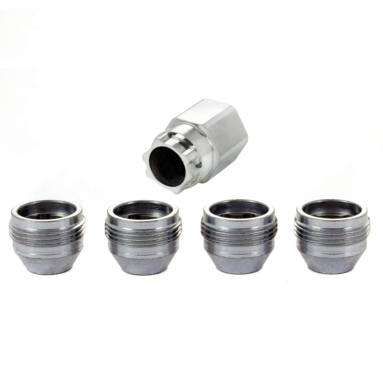 McGard 24019 Cone Seat - Under Hub Cap Wheel Locks (M14 x 1.5 Thread Size) - Set of 4 Silver