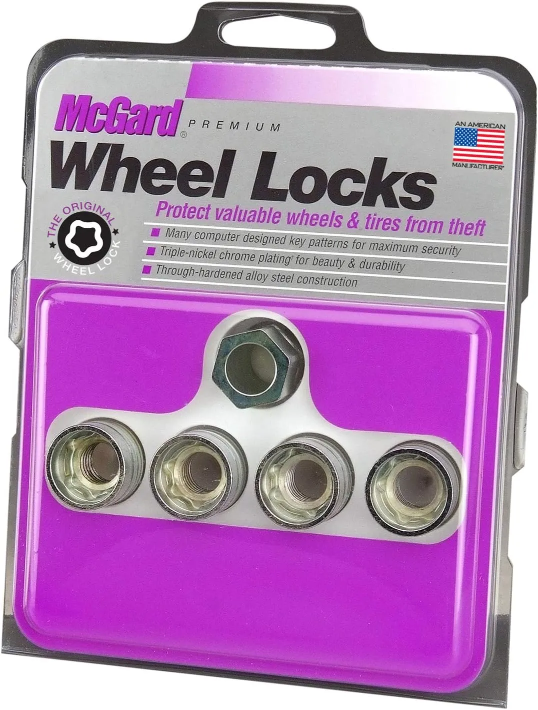 McGard 24019 Cone Seat - Under Hub Cap Wheel Locks (M14 x 1.5 Thread Size) - Set of 4 Silver