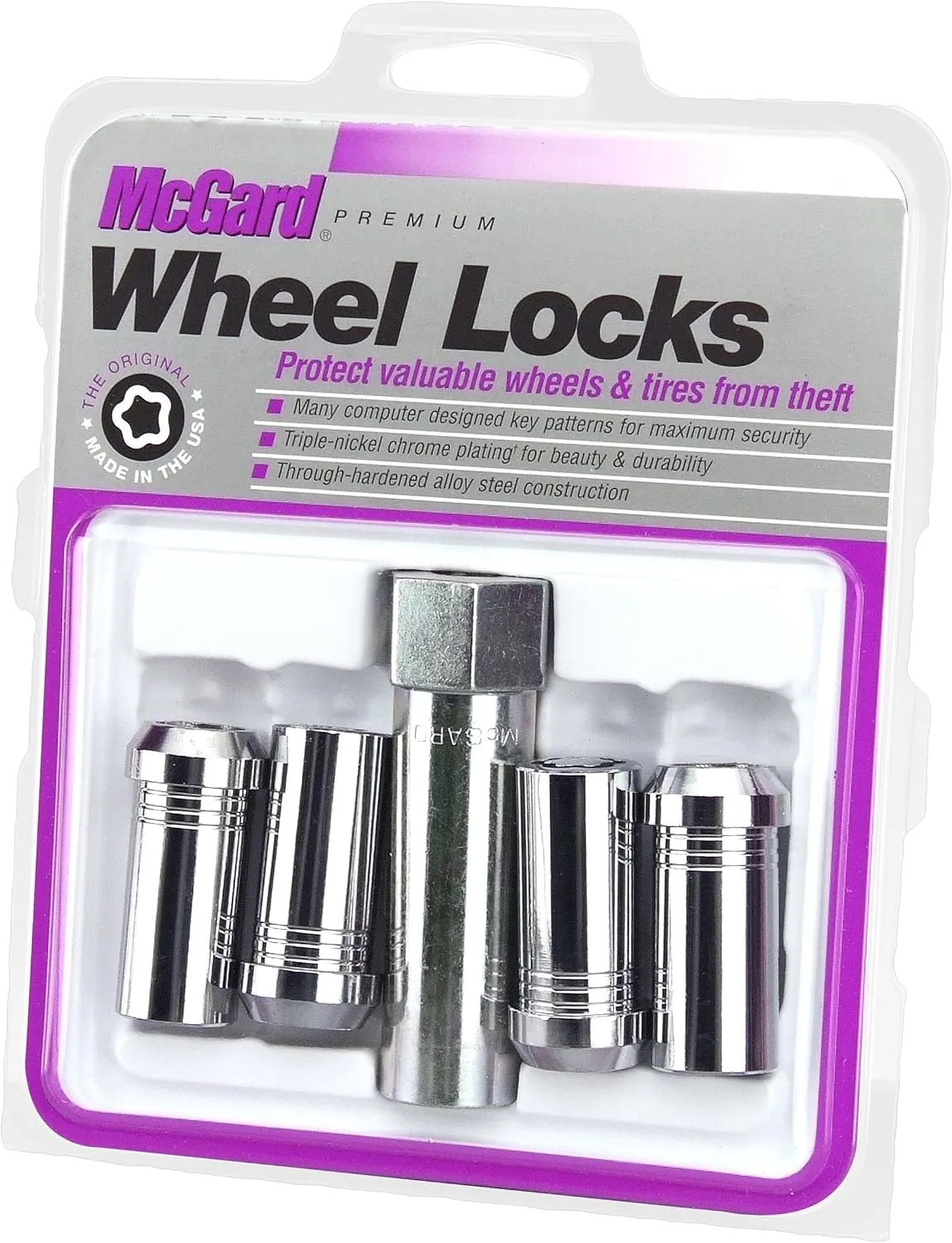 McGard 25110 Chrome Tuner Style Cone Seat Wheel Locks (M14 x 1.5) - Set of 4