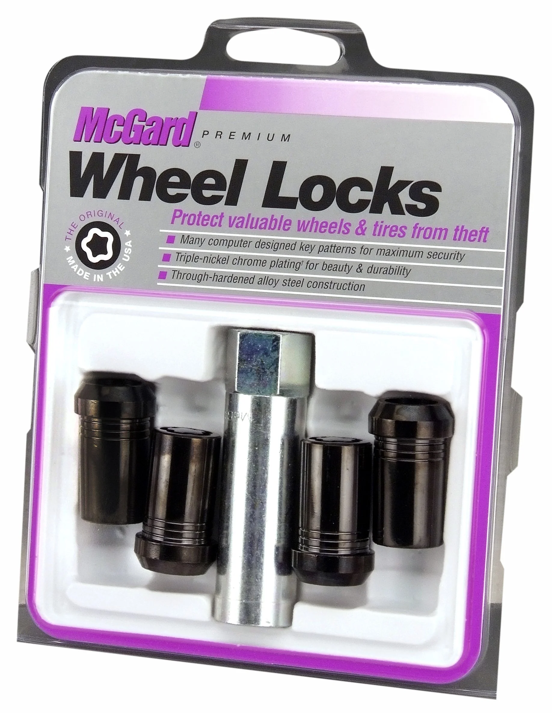 McGard 25112 Black (M14 x 1.5 Thread Size) Tuner Style Cone Seat Wheel Lock, (Set of 4)