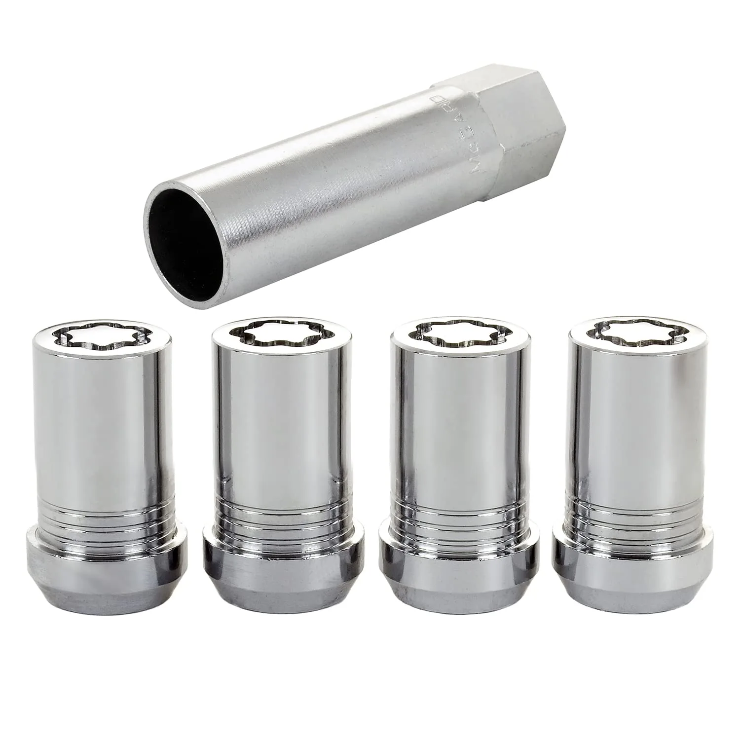 McGard 25115 Chrome (M14 x 1.5 Thread Size) Tuner Style Cone Seat Wheel Lock Set of 4