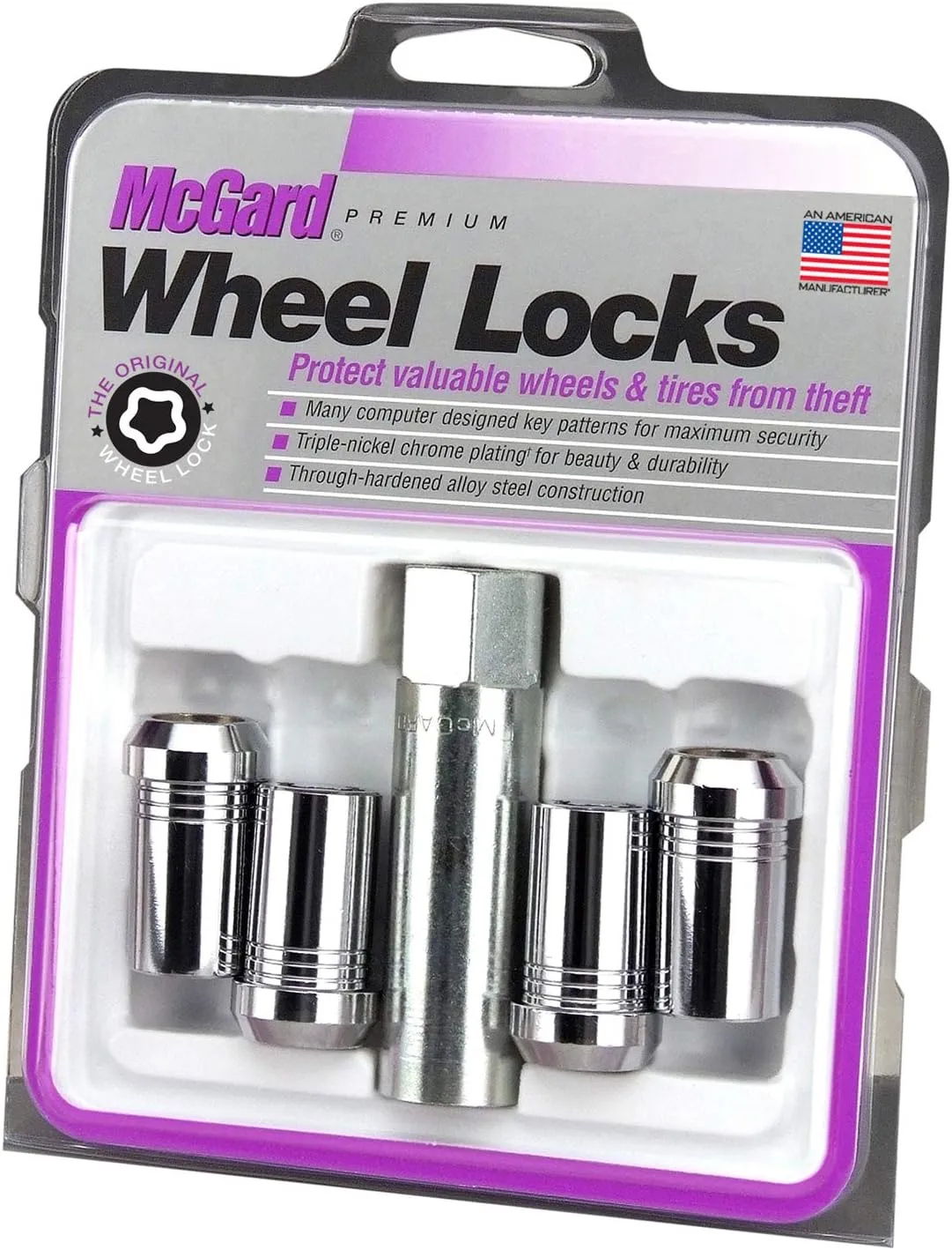 McGard 25115 Chrome (M14 x 1.5 Thread Size) Tuner Style Cone Seat Wheel Lock Set of 4