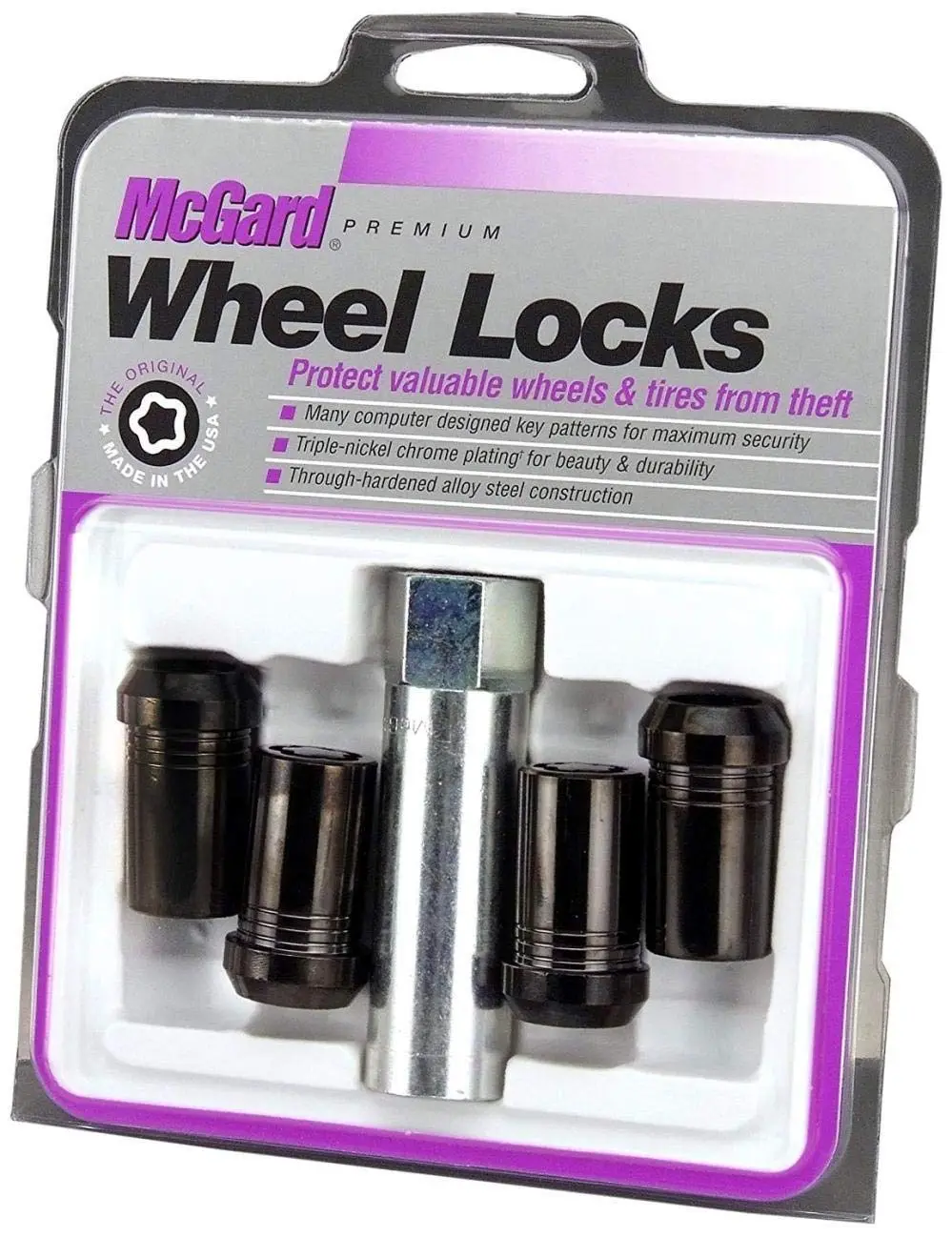 McGard 25116 Black (M14 x 1.5 Thread Size) Tuner Style Cone Seat Wheel Lock Set of 4