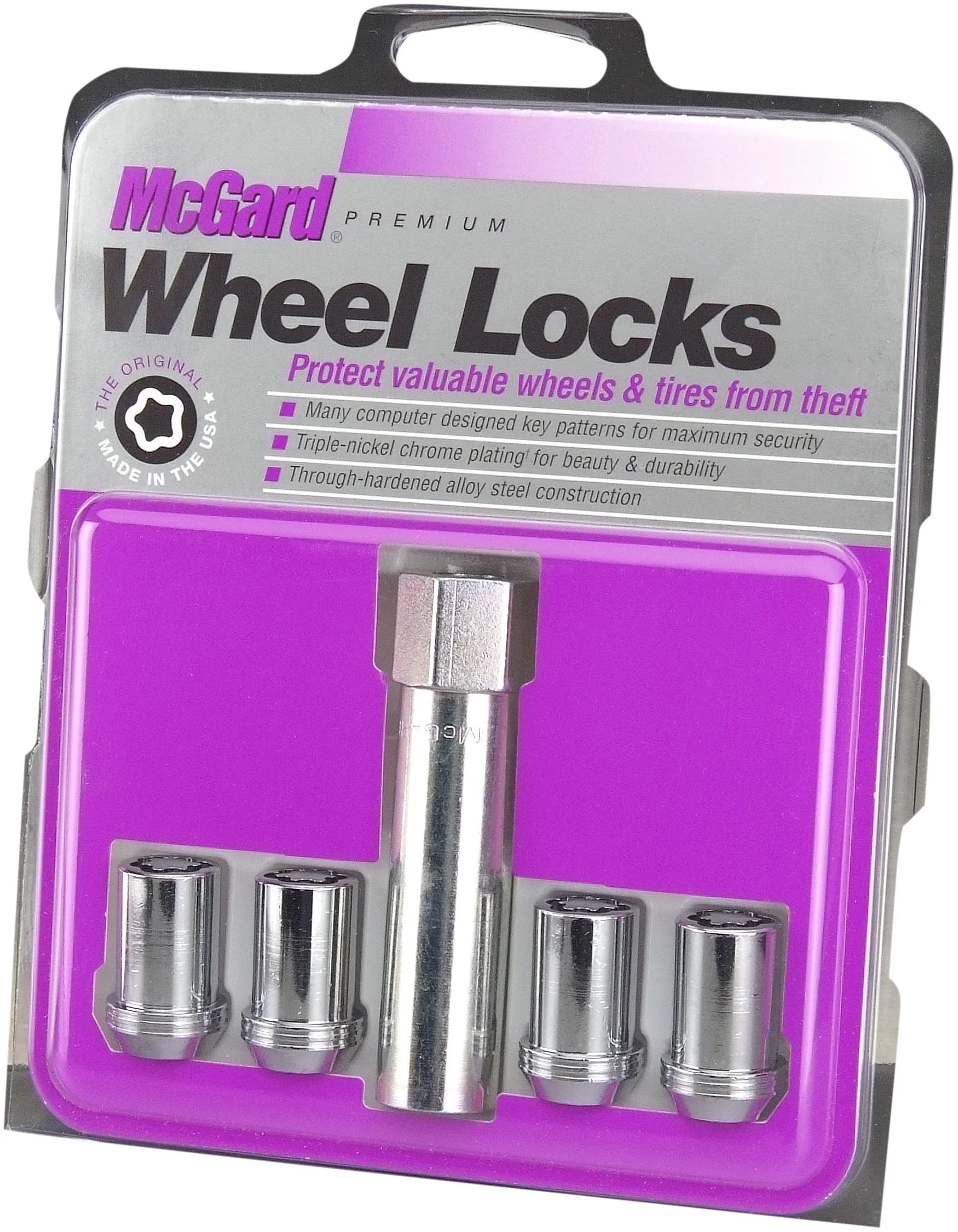 McGard Tuner-Style Cone Seat Wheel Locks M12 x 1.5 – Set of 4 with Key
