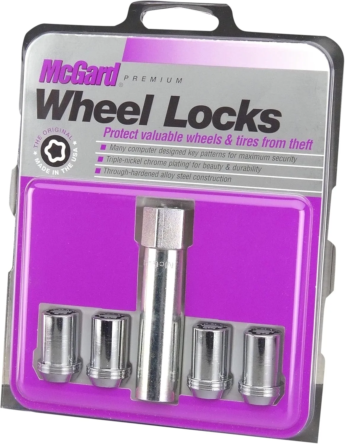 McGard Tuner-Style Cone Seat Wheel Locks M12 x 1.5 – Set of 4 with Key