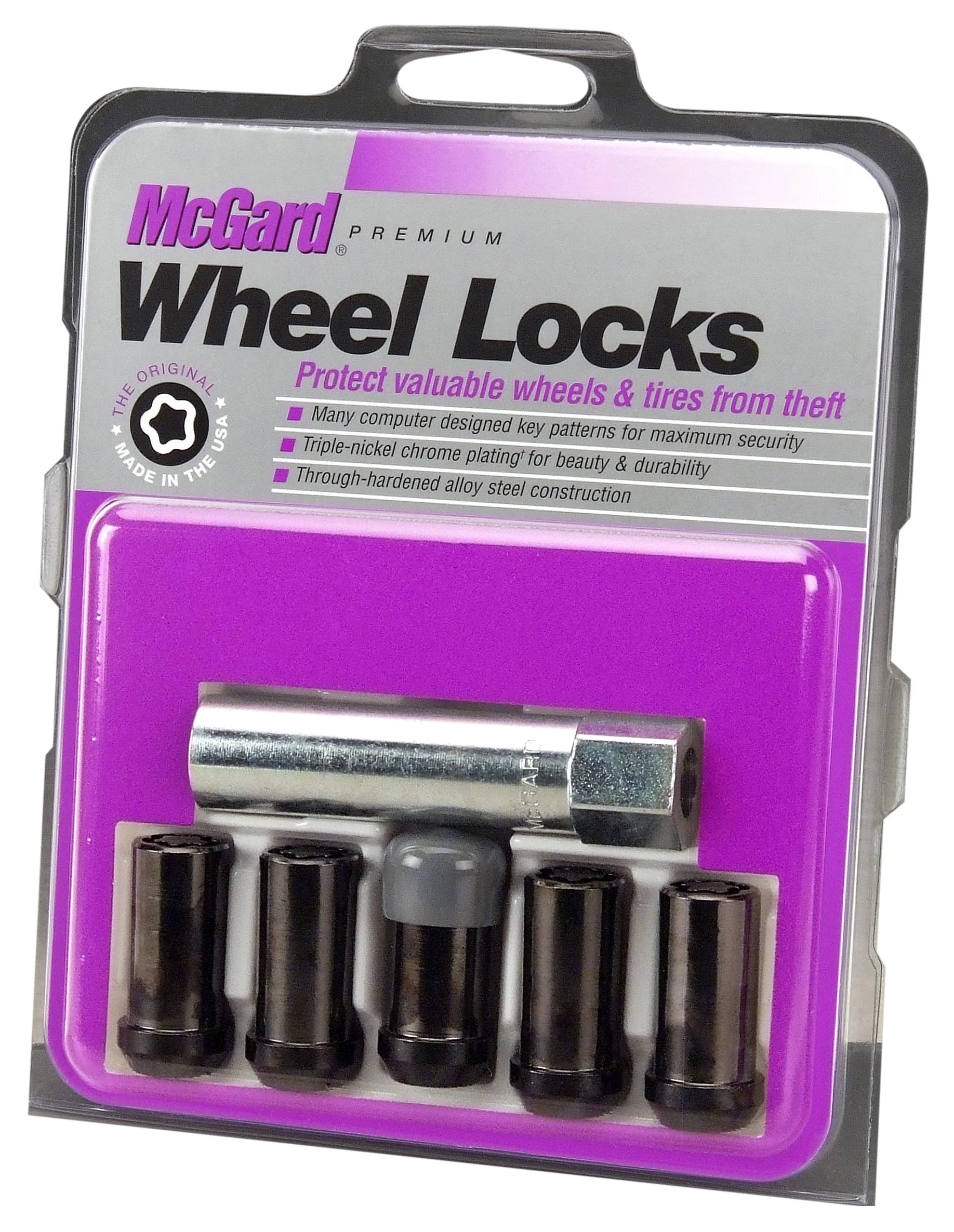 McGard 25540BK Black (1/2"-20 Thread Size) Tuner Style Cone Seat Wheel Lock, (Set of 5)