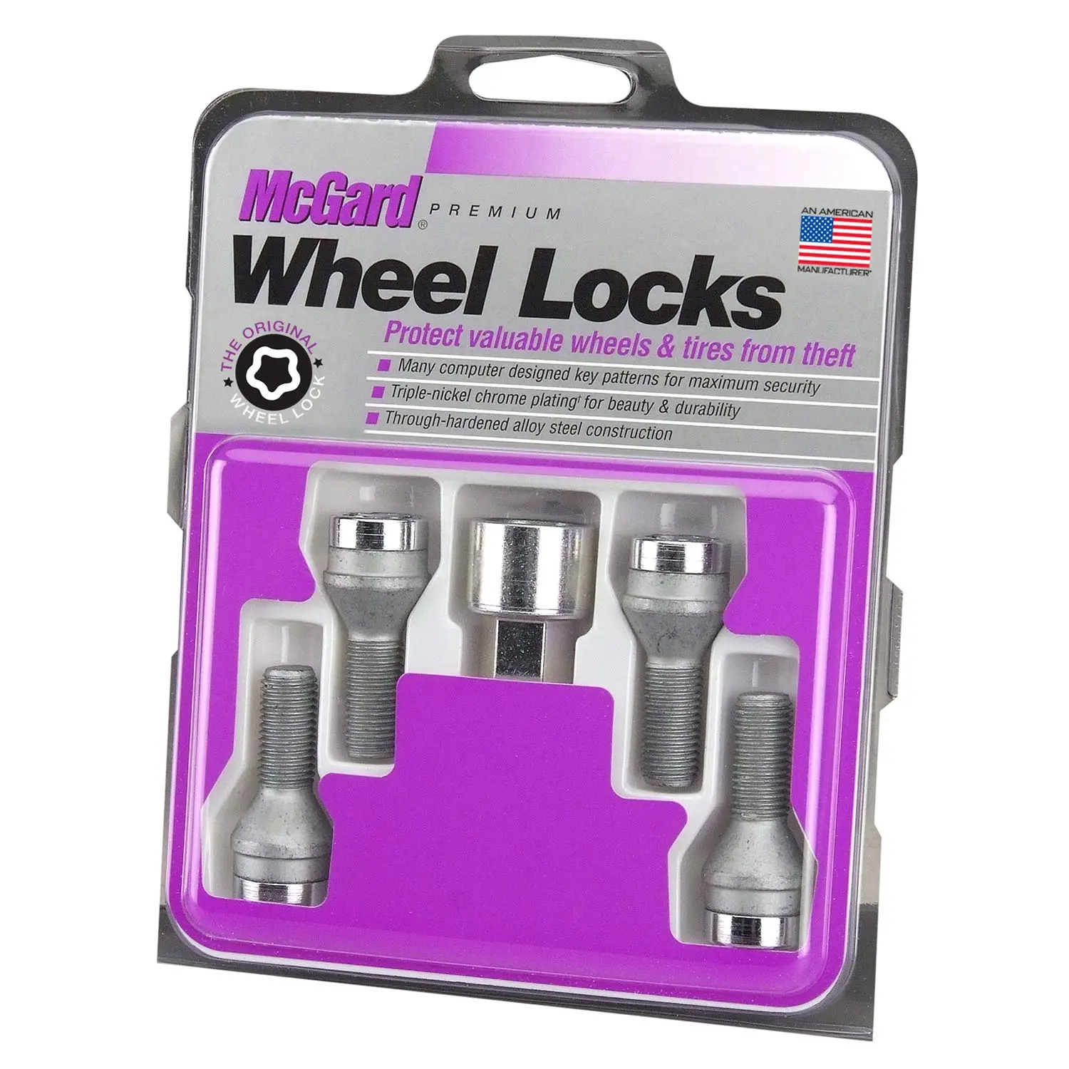 McGard 27181 Chrome Bolt Style Cone Seat Wheel Locks (M14 x 1.5) - Set of 4