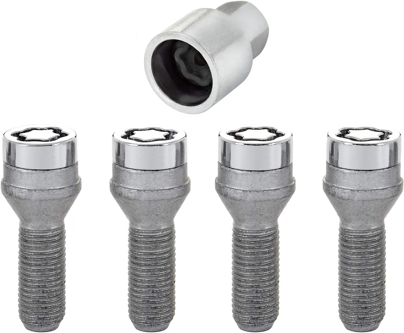 McGard 27181 Chrome Bolt Style Cone Seat Wheel Locks (M14 x 1.5) - Set of 4