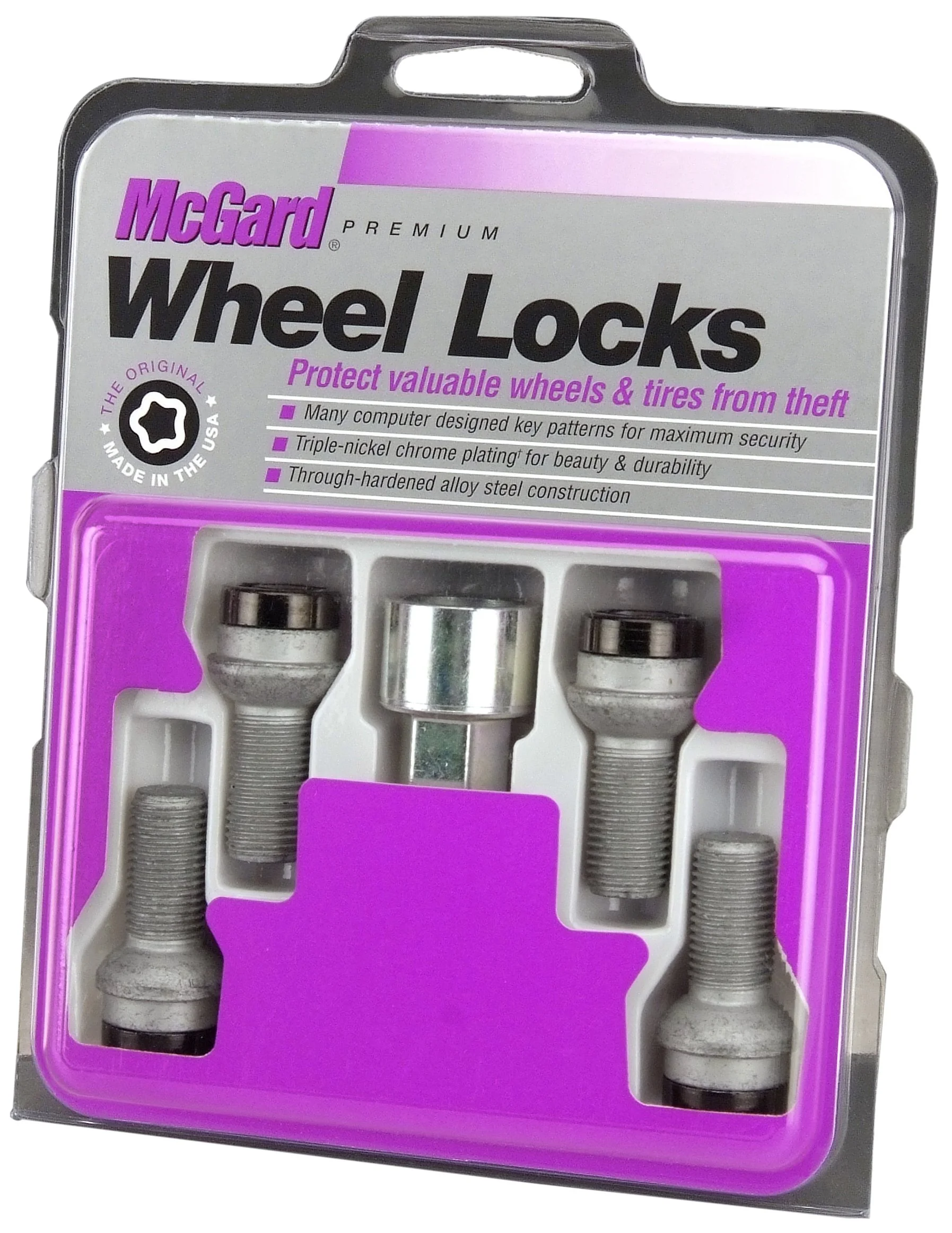 McGard 28318 Black Bolt Style Radius Seat Lock Bolt Set (M14 x 1.5 Thread Size)- Set of 4