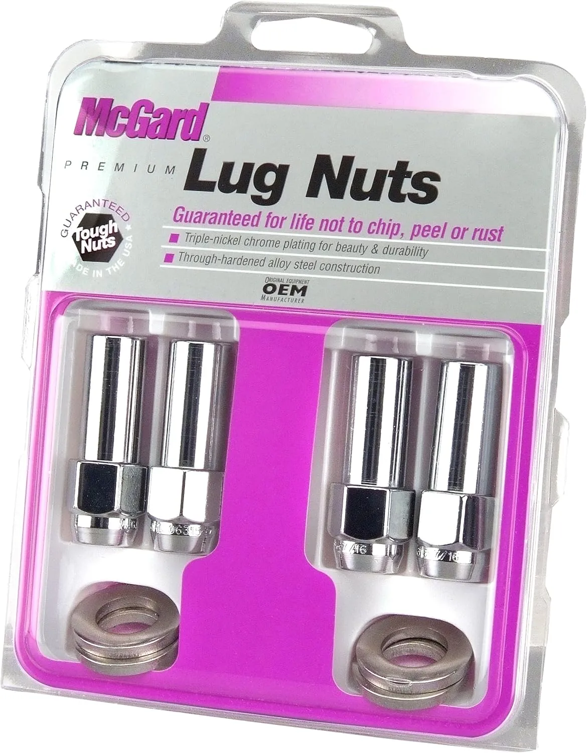 McGard 63014 Chrome Extra Long 1.365" Shank Style Lug Nut Set (1/2 X 20) - Set of 4