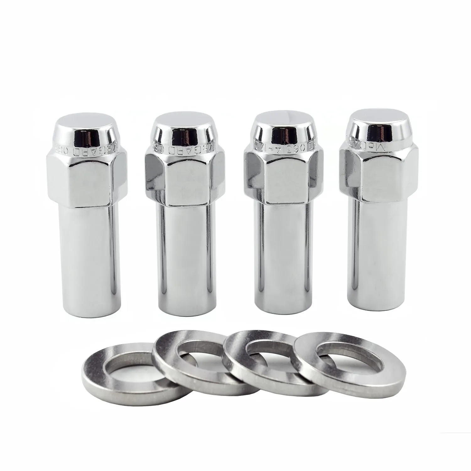 McGard 63016 Chrome Extra Long 1.365" Shank Style Lug Nut Set (M12 x 1.5 Thread Size) - Set of 4