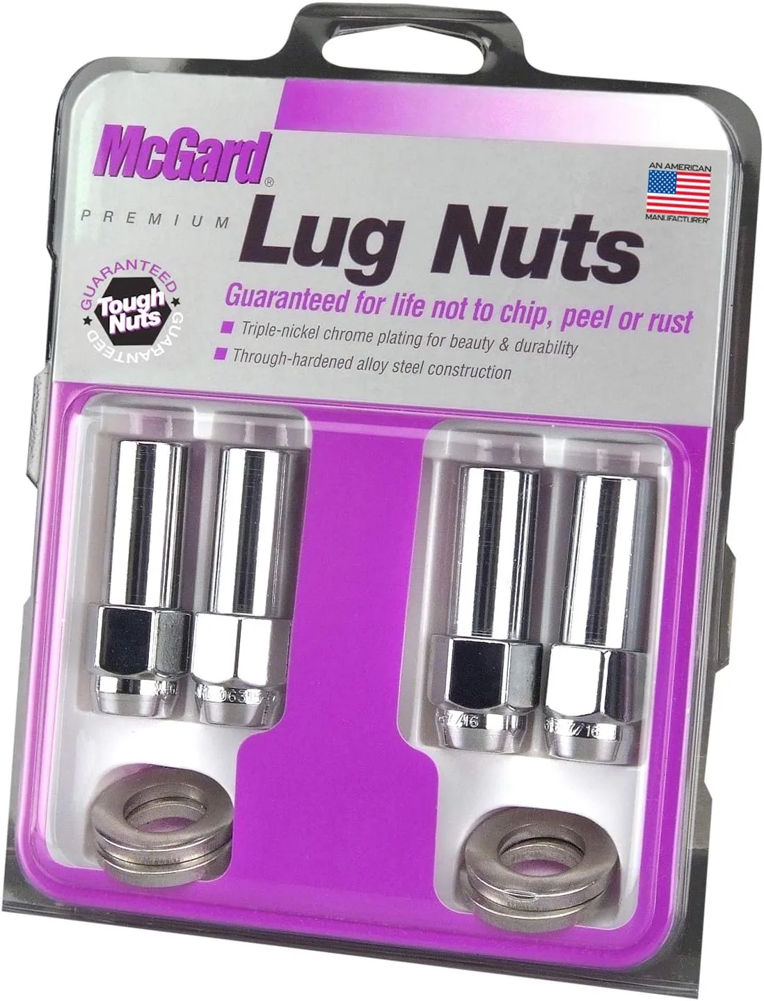 McGard 63016 Chrome Extra Long 1.365" Shank Style Lug Nut Set (M12 x 1.5 Thread Size) - Set of 4