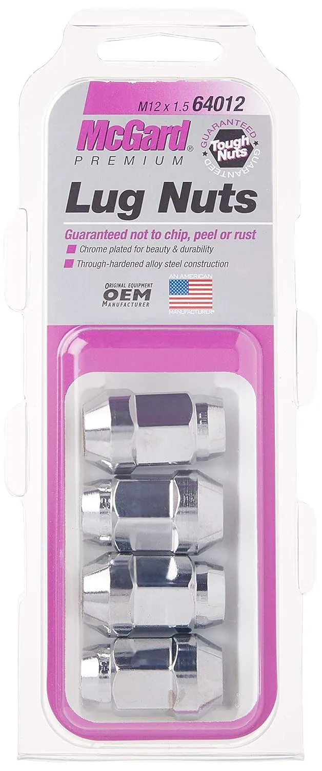 McGard 64012 Chrome Bulge Cone Seat Style Lug Nuts (M12 x 1.5 Thread Size) - Set of 4