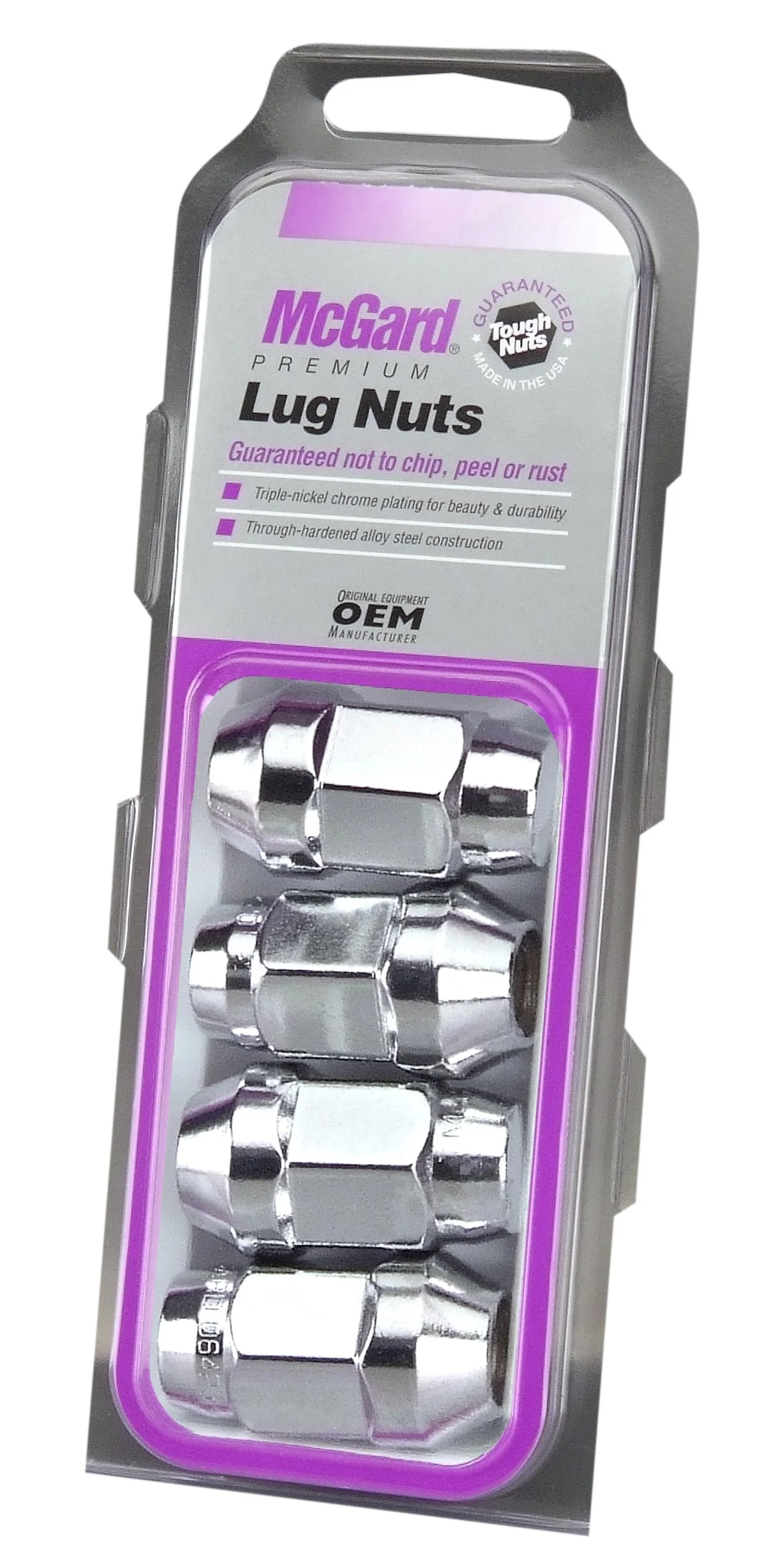 McGard 64023 Chrome (M14 x 1.5 Thread Size) Bulge Cone Seat Style Lug Nut, (Set of 4), 4 Lug Nuts