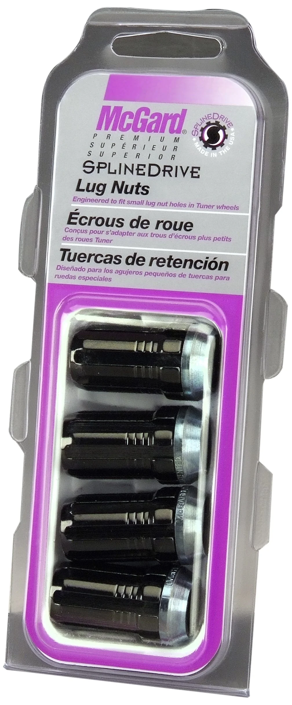McGard 65315BK SplineDrive Black Cone Seat Lug Nuts (M14 x 1.5 Thread Size) Set of 4