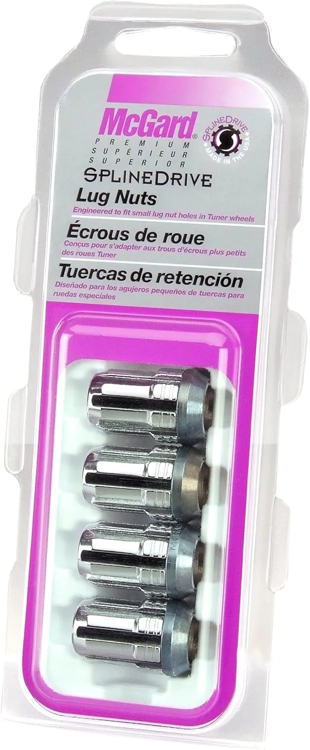 McGard 65357 Chrome Cone Seat SplineDrive Lug Nut Set (M12 x 1.5 Thread Size) - Set of 4
