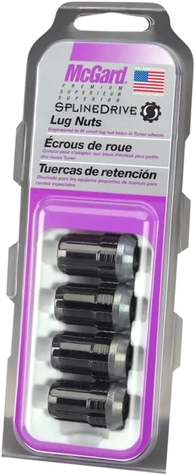 McGard SplineDrive Lug Nut (Cone Seat) M12X1.5 / 1.24in. Length (4-Pack) - Black (Req. Tool)