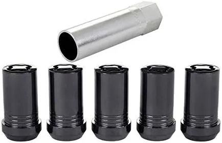 McGard Wheel Lock, Premium, 14 mm x 1.50 Thread, Cone Seat, Closed End, Key Included, Steel, Black Chrome, Set of 5 (25515BK)