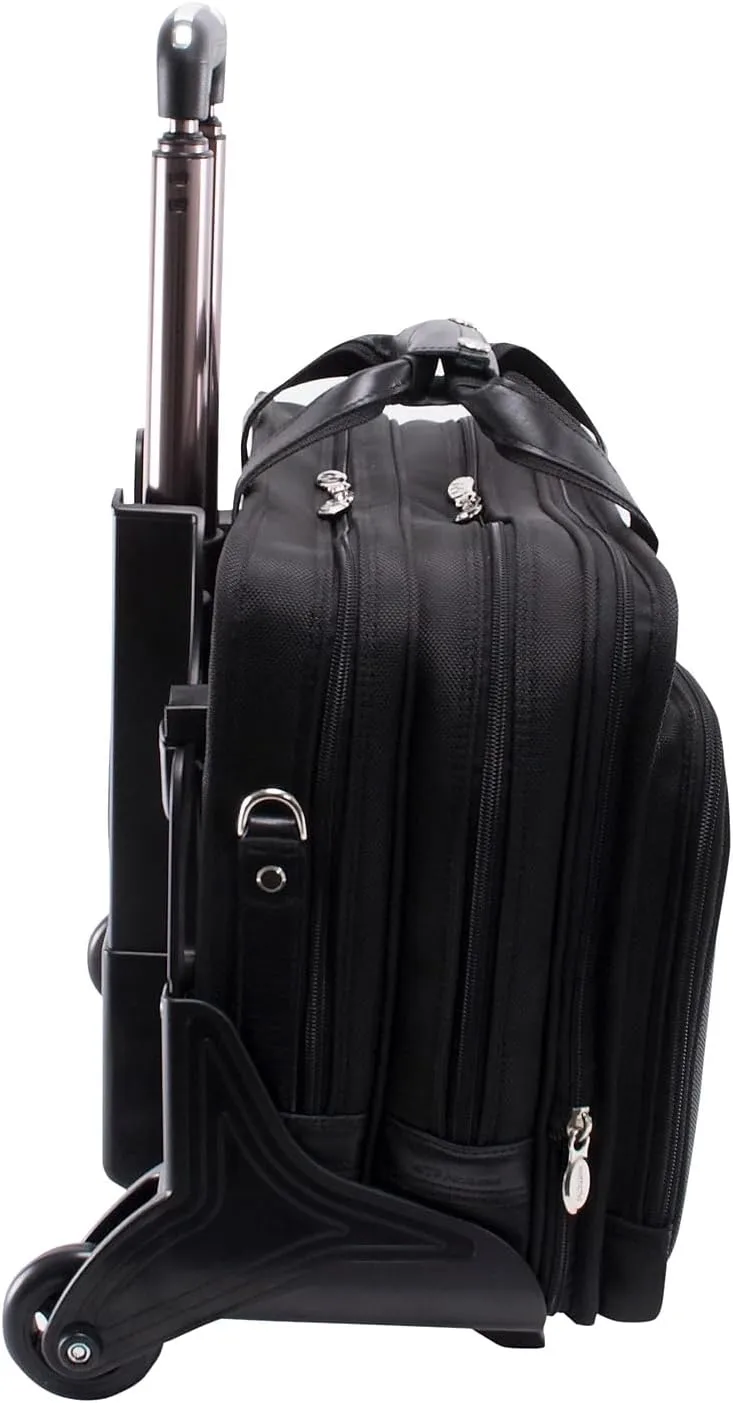 McKLEIN 17" Nylon Patented Detachable -Wheeled Laptop Overnight with Removable Briefcase- CHICAGO Black