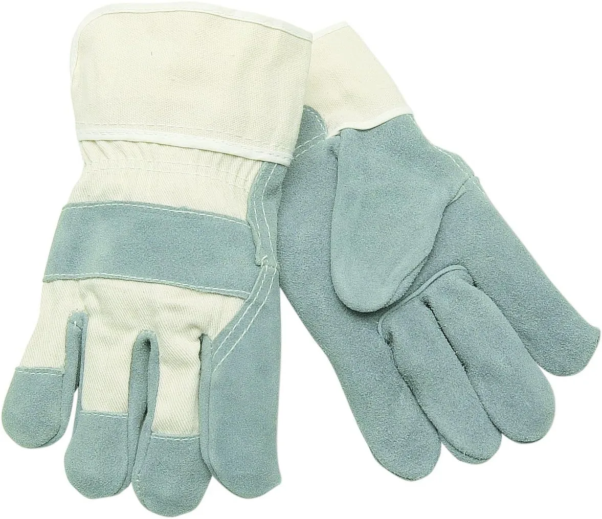 MCR Safety 1400M Select Shoulder Cow Split Leather Gunn Gloves with Safety Cuff, Natural Pearl, Medium, 1-Pair
