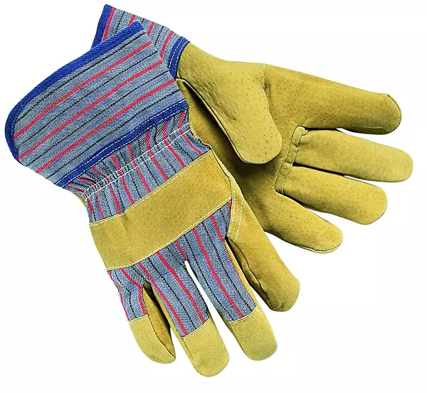 MCR Safety 1950L Split Pigskin Leather Palm Men's Gloves with 2-1/2-Inch Safety Cuff, Brown, Large, 1-Pair