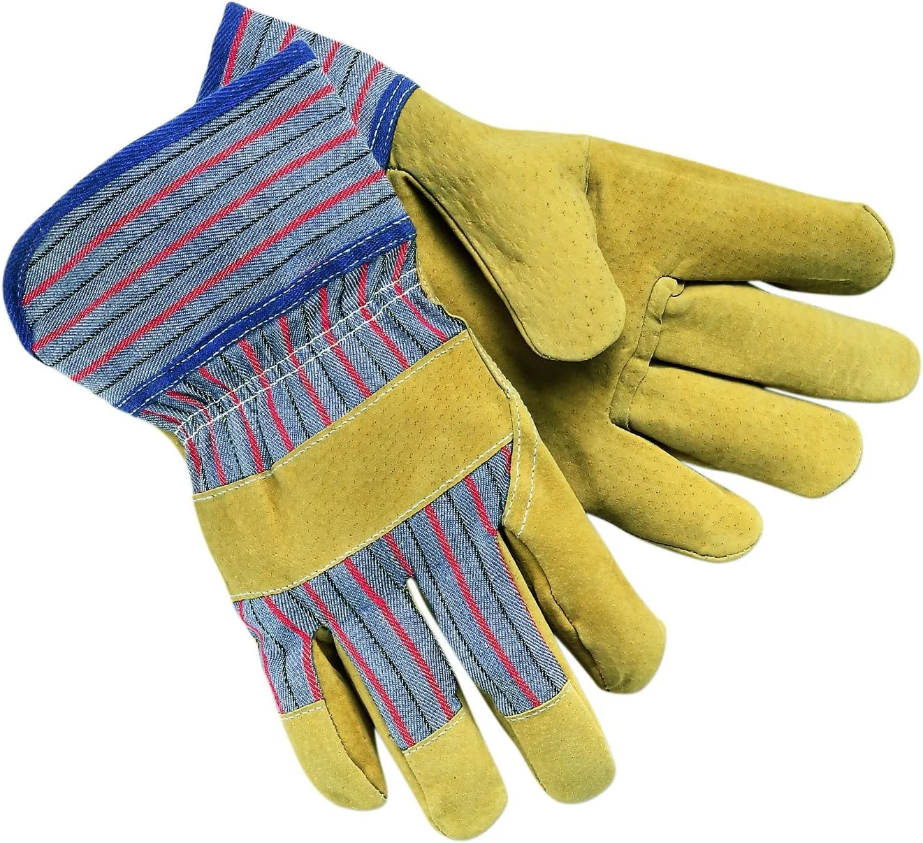 MCR Safety 1950L Split Pigskin Leather Palm Men's Gloves with 2-1/2-Inch Safety Cuff, Brown, Large, 1-Pair