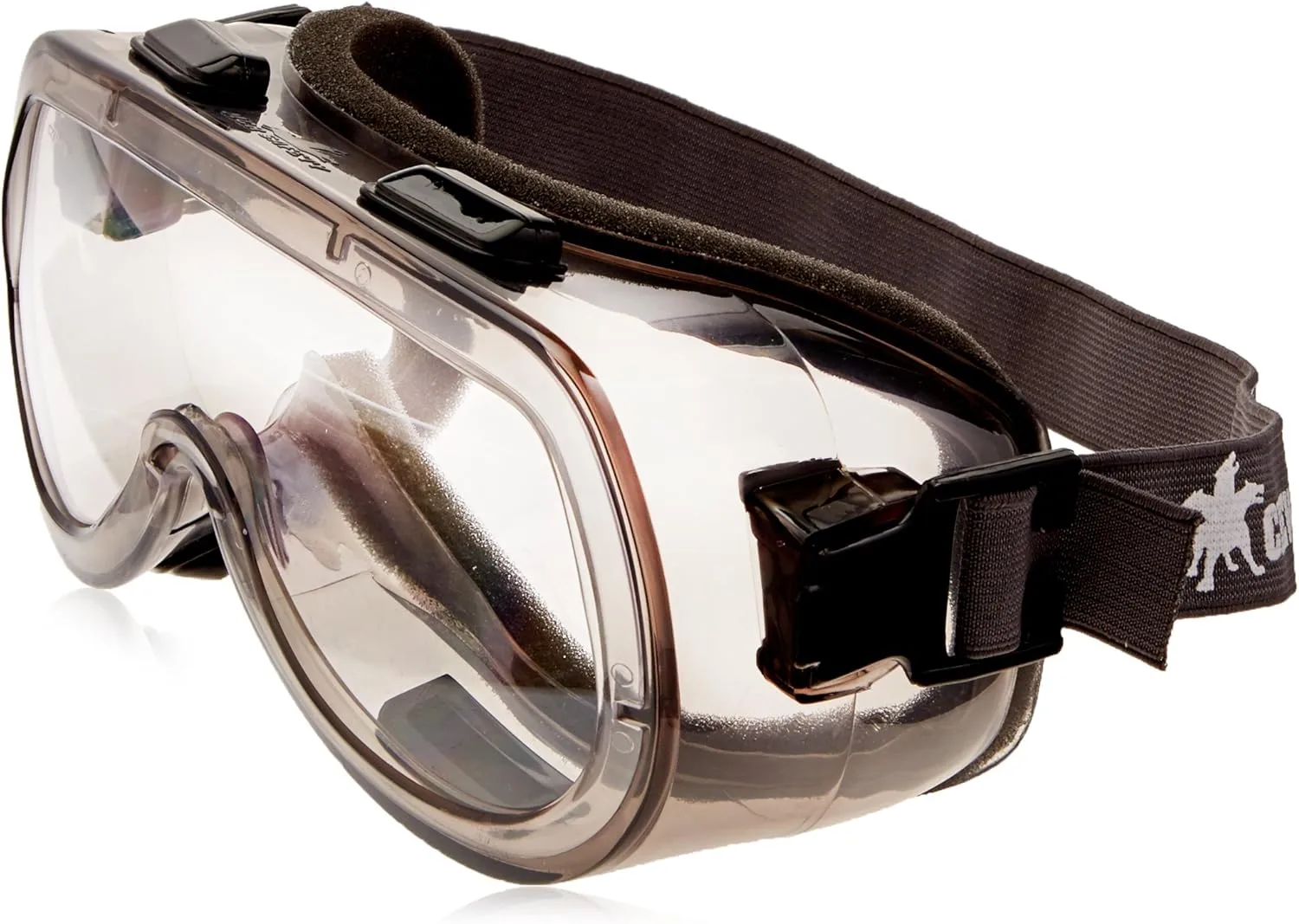 MCR Safety 2400F Verdict Polyvinyl Chloride Strap Foam Lining Safety Goggle with Smoke Frame and Clear Lens, 1 Pair