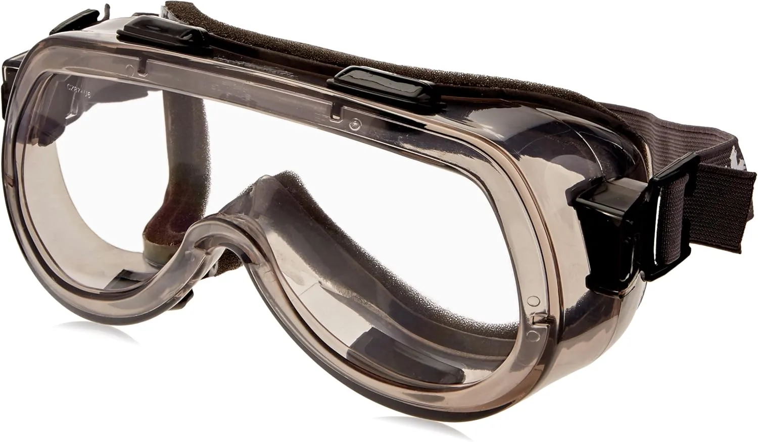 MCR Safety 2400F Verdict Polyvinyl Chloride Strap Foam Lining Safety Goggle with Smoke Frame and Clear Lens, 1 Pair