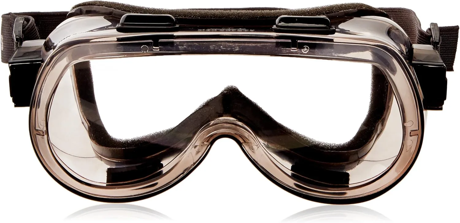 MCR Safety 2400F Verdict Polyvinyl Chloride Strap Foam Lining Safety Goggle with Smoke Frame and Clear Lens, 1 Pair