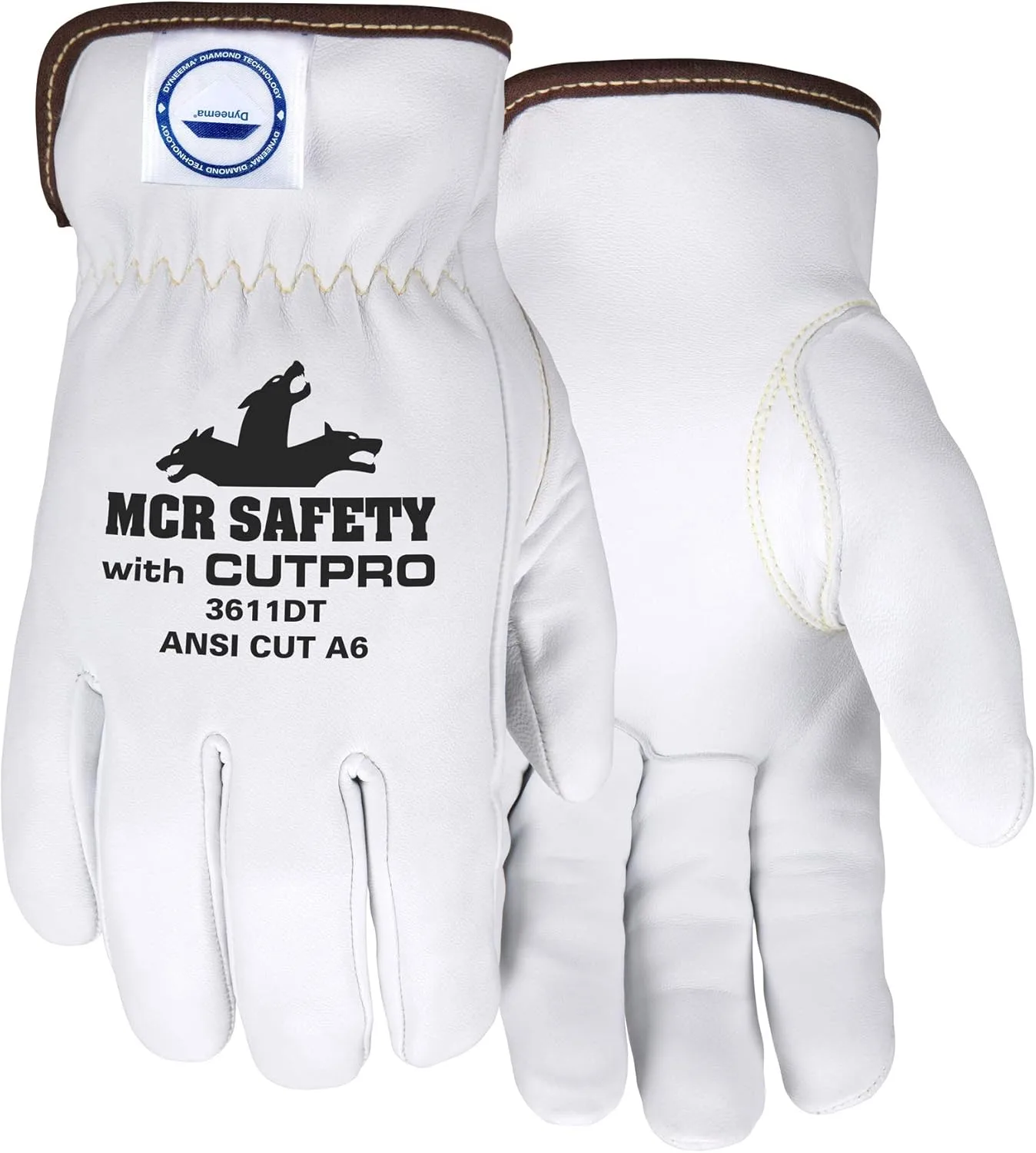 MCR SAFETY 3611DT Premium Goatskin Leather Work Gloves Lined with Dyneema Diamond Technology