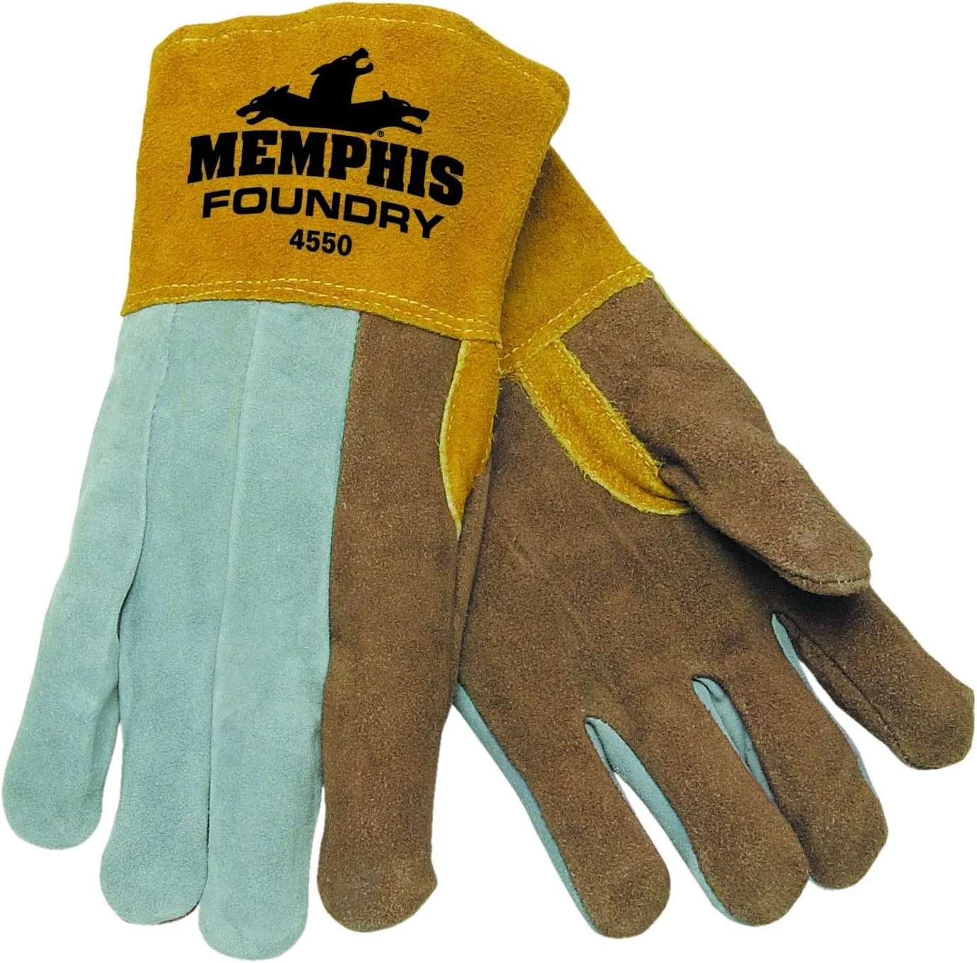 MCR Safety 4550 Cow Leather Foundry Welder Gloves with Split Clute Back, High Heat Protection GLove