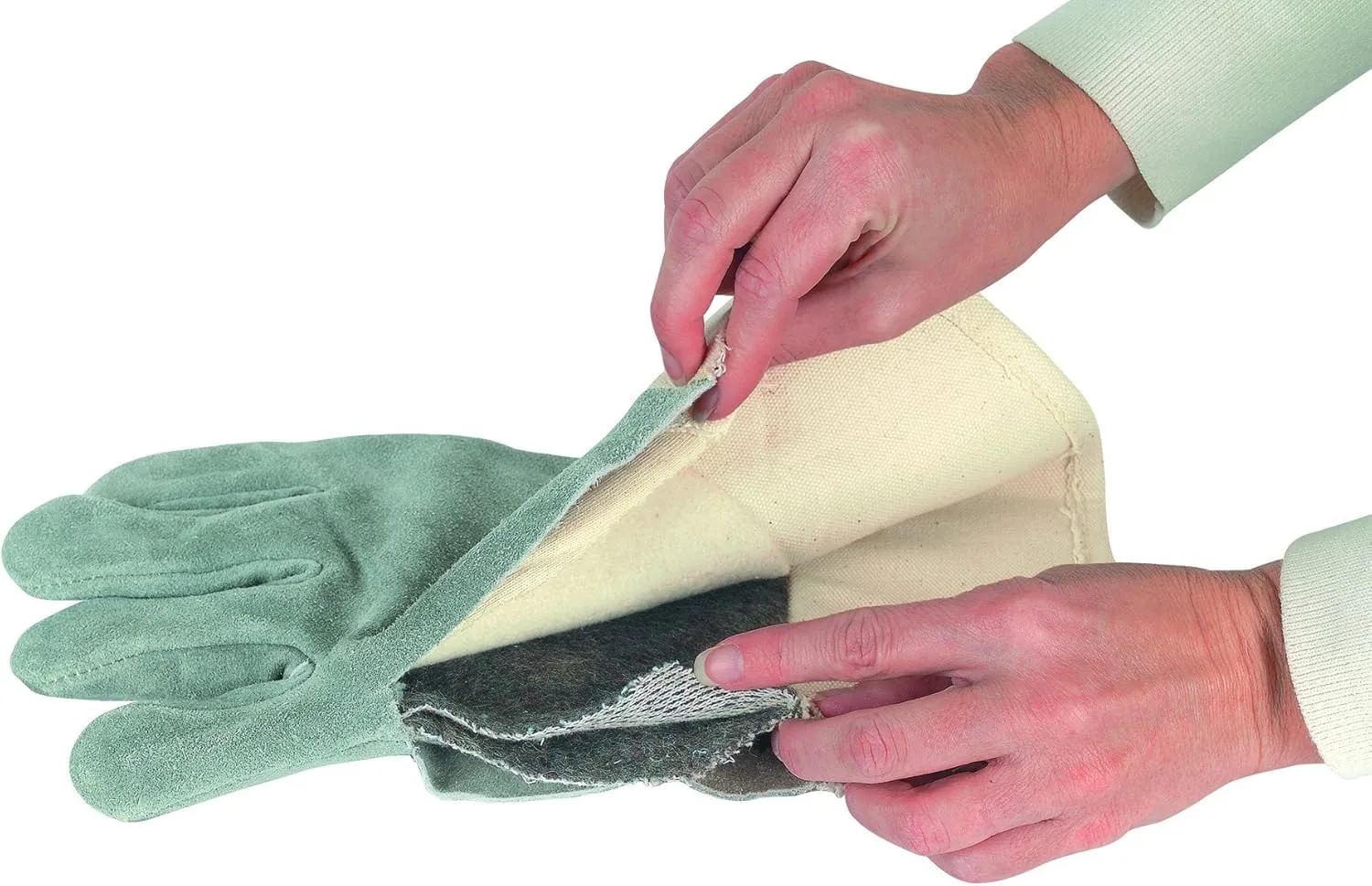 MCR Safety 4750 Heat Treated Split Cow Leather Welder Gloves with Double Wool Lined and Duck Cuff, Yellow/Gray, X-Large