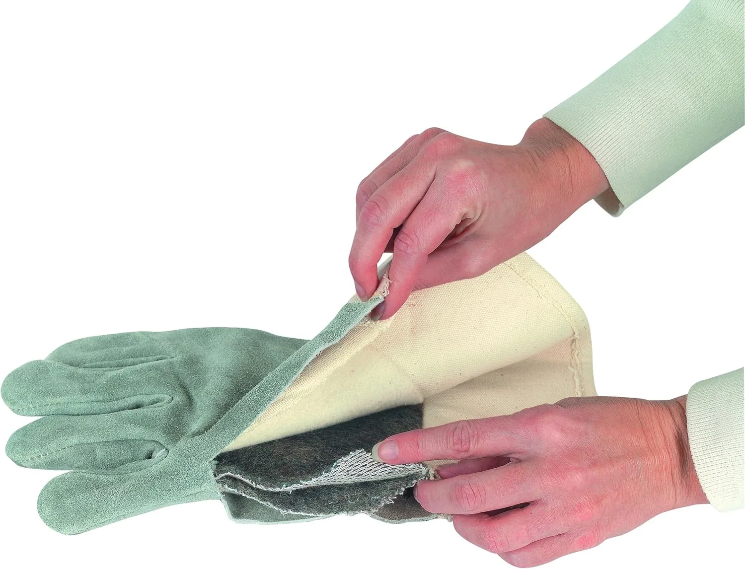MCR Safety 4750 Heat Treated Split Cow Leather Welder Gloves with Double Wool Lined and Duck Cuff, Yellow/Gray, X-Large