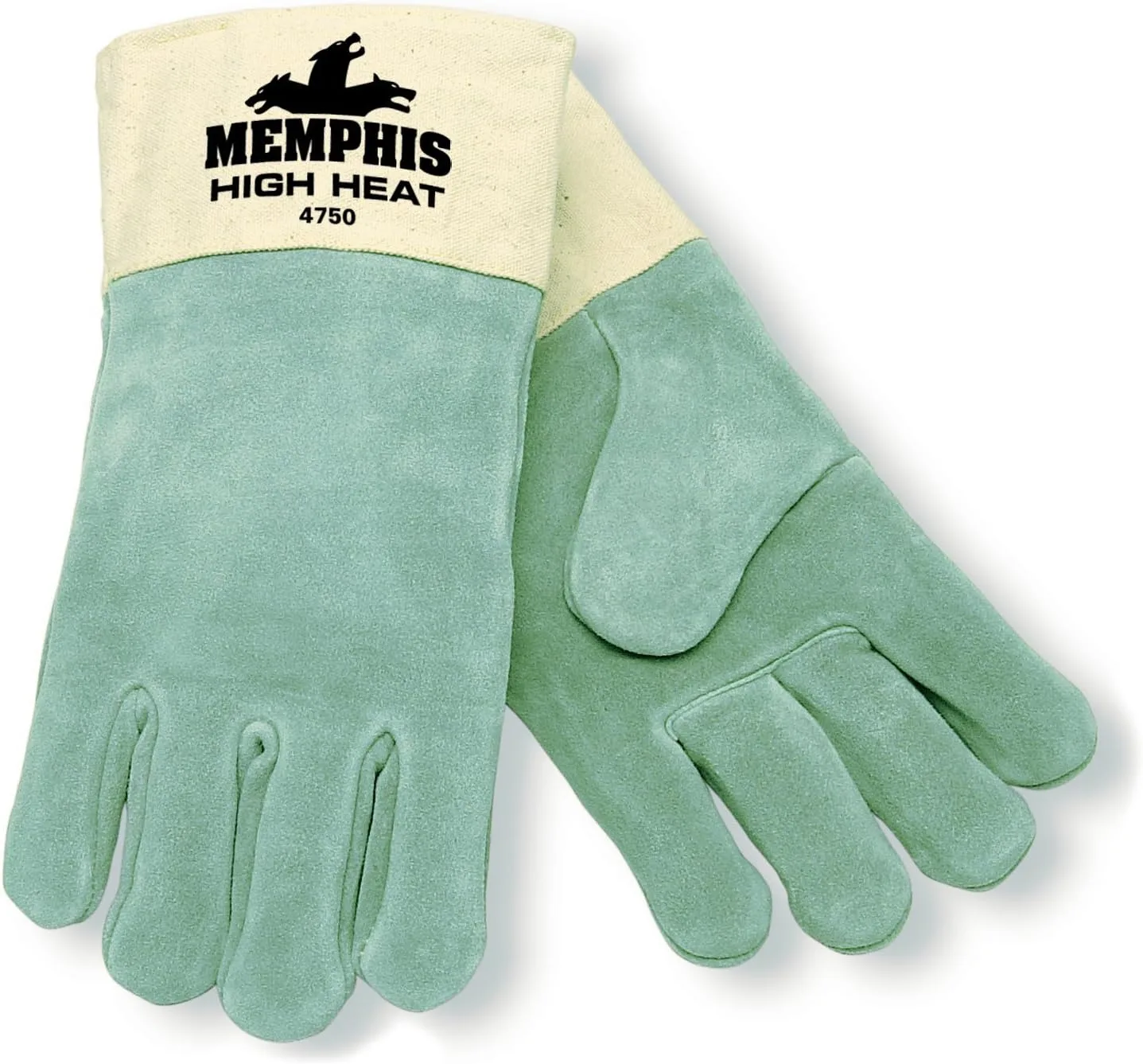 MCR Safety 4750 Heat Treated Split Cow Leather Welder Gloves with Double Wool Lined and Duck Cuff, Yellow/Gray, X-Large