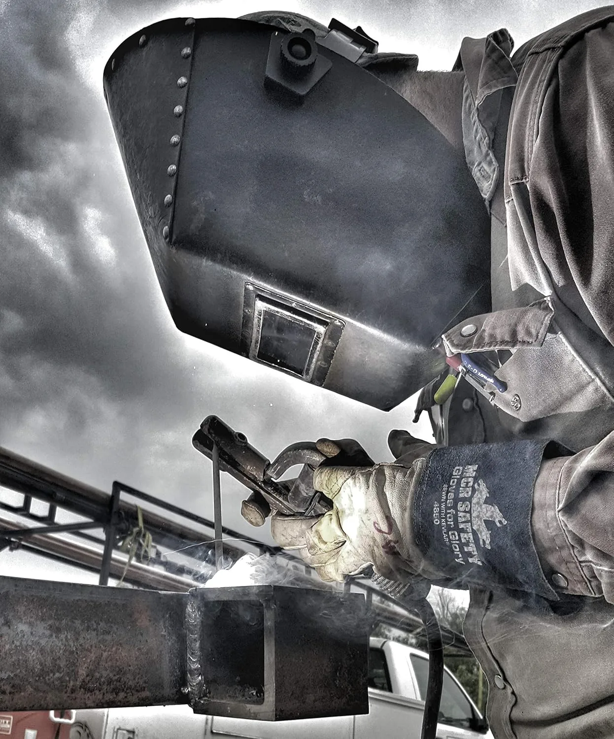 MCR Safety 4850L Gloves for Glory Premium Grain Goatskin MIG/TIG Welder Men's Gloves with Split Cow Gauntlet Cuff