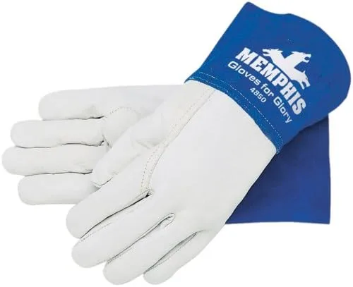 MCR Safety 4850L Gloves for Glory Premium Grain Goatskin MIG/TIG Welder Men's Gloves with Split Cow Gauntlet Cuff