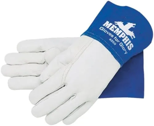 MCR Safety 4850M Gloves for Glory Premium Grain Goatskin MIG/TIG Welder Men's Gloves with Split Cow Gauntlet Cuff