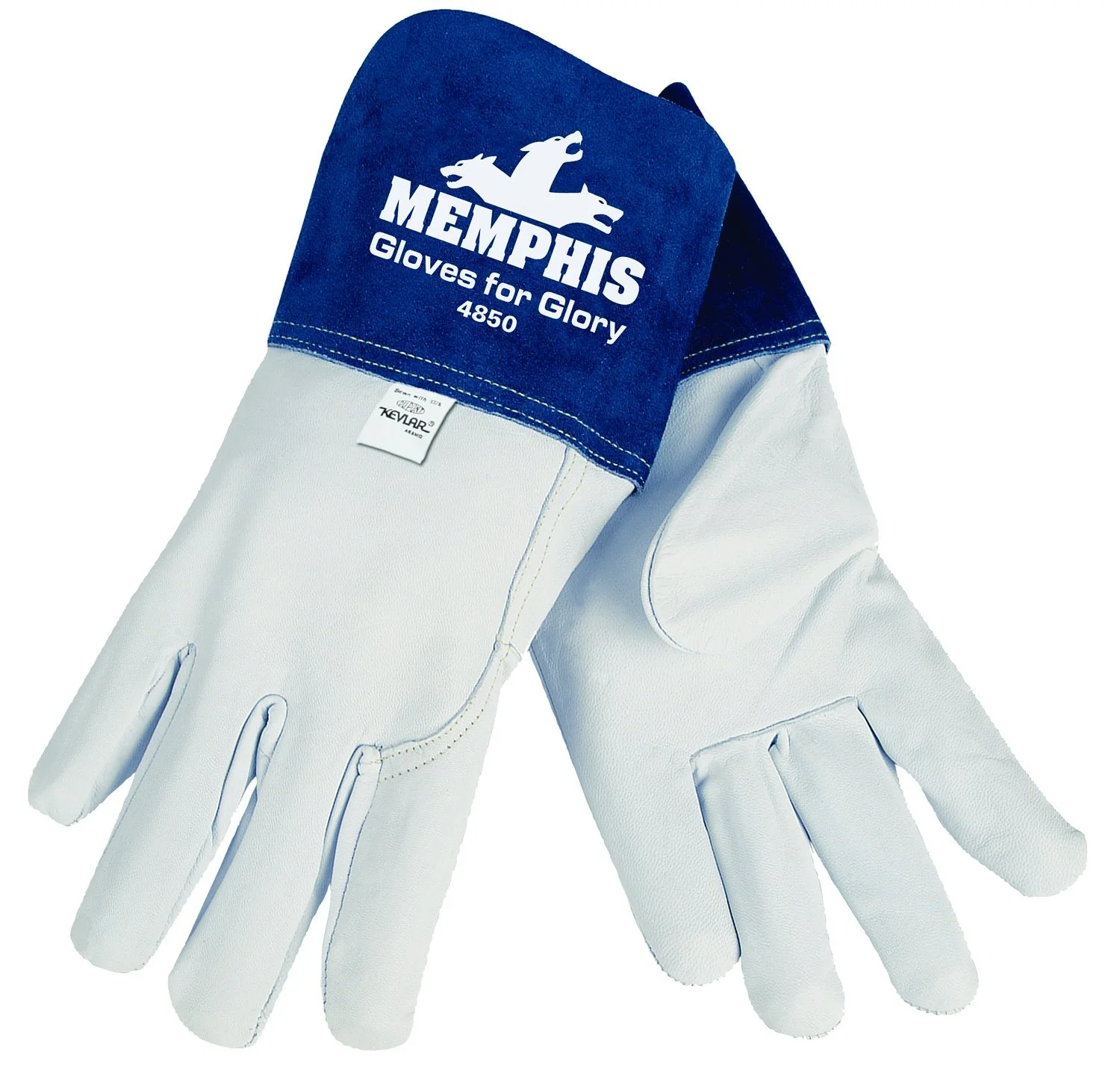 MCR Safety 4850XL Gloves Premium Grain Goatskin MIG/TIG Welder Men's Split Cow Gauntlet Cuff, Natural Pearl, X-Large