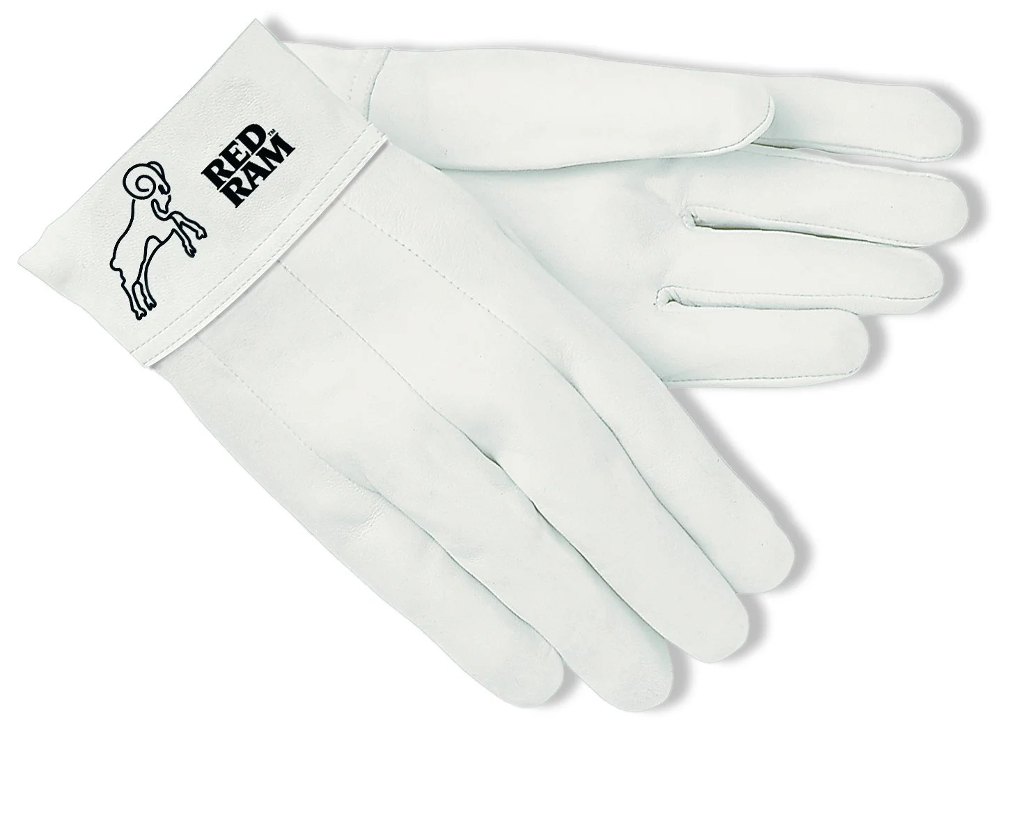 MCR Safety 4907 Red Ram Premium Grade Grain Goat Leather MIG/TIG Unlined Clute Pattern Welder Gloves, 2" Band Top Cuff