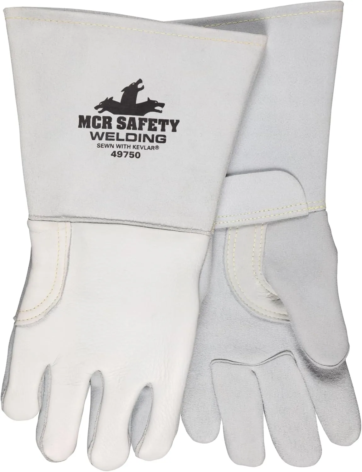 MCR Safety 49750 Premium Pearl Gray Elkskin Welding Gloves Sewn with DuPont Kevlar