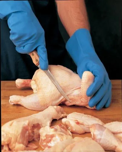 MCR Safety 5270B 7-1/2-Inch Flock Lined Latex Straight Cuff Seamless Rubber Gloves, Blue, Small, 1-Pair