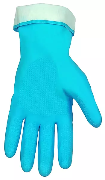 MCR Safety 5290B 9-1/2-Inch Flock Lined Latex Straight Cuff Seamless Rubber Gloves, Blue, Large, 1-Pair