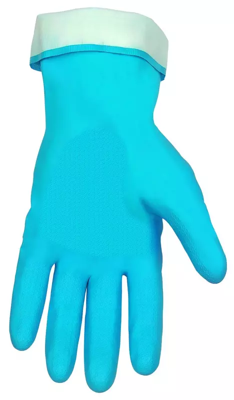 MCR Safety 5290B 9-1/2-Inch Flock Lined Latex Straight Cuff Seamless Rubber Gloves, Blue, Large, 1-Pair