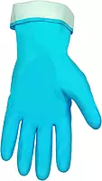 MCR Safety 5290B 9-1/2-Inch Flock Lined Latex Straight Cuff Seamless Rubber Gloves, Blue, Large, 1-Pair