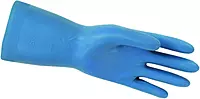 MCR Safety 5290B 9-1/2-Inch Flock Lined Latex Straight Cuff Seamless Rubber Gloves, Blue, Large, 1-Pair