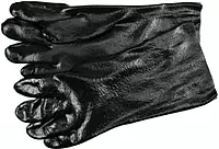 MCR Safety 6300R Single-Dipped PVC Plasticsol Gloves with 14-Inch Gauntlet and Interlock Lining, Rough, Black, Large, 1-Pair