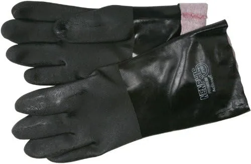 MCR Safety 6300SJ Double Dipped PVC Jersey Lined Sandpaper Finish Men's Gloves with 14-Inch Gauntlet, Black, Large, 1-Pair
