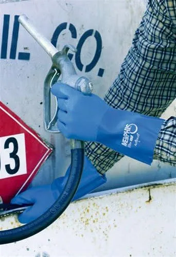 MCR SAFETY BlueCoat PVC Triple-Dipped Chemical Resistant Gloves with Seamless Knit Liner and Gauntlet